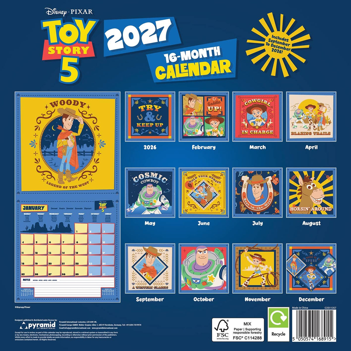 Toy Story 5 Official Disney 2027 Wall Calendar