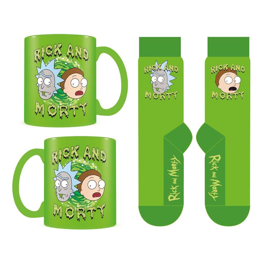 Rick And Morty Mug & Sock Set - Officially Licensed Set Mug 11Oz, Socks 7-11