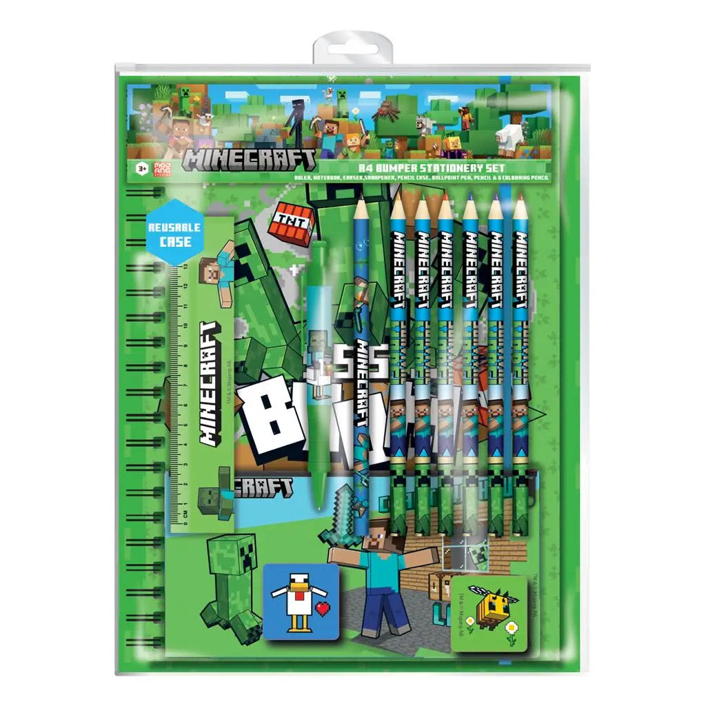 Minecraft Bumper Stationery Set Characters A4 School Kids Gift Book Pencil Set