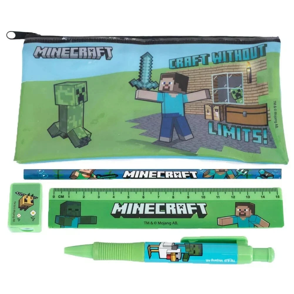 Minecraft Bumper Stationery Set Characters A4 School Kids Gift Book Pencil Set
