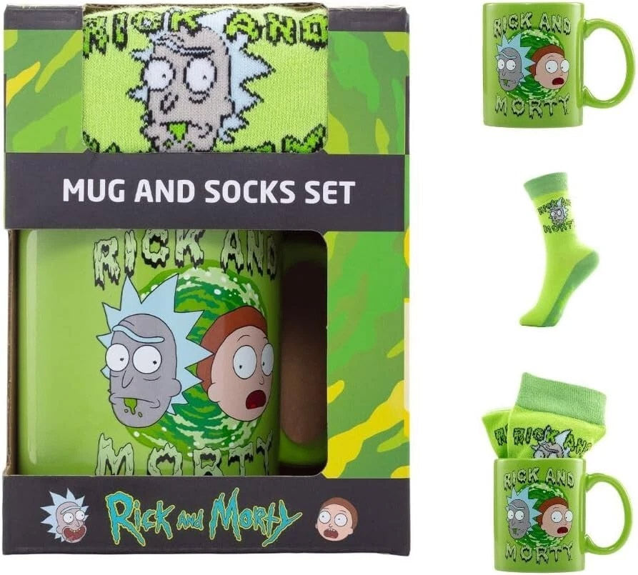 Rick And Morty Mug & Sock Set - Officially Licensed Set Mug 11Oz, Socks 7-11