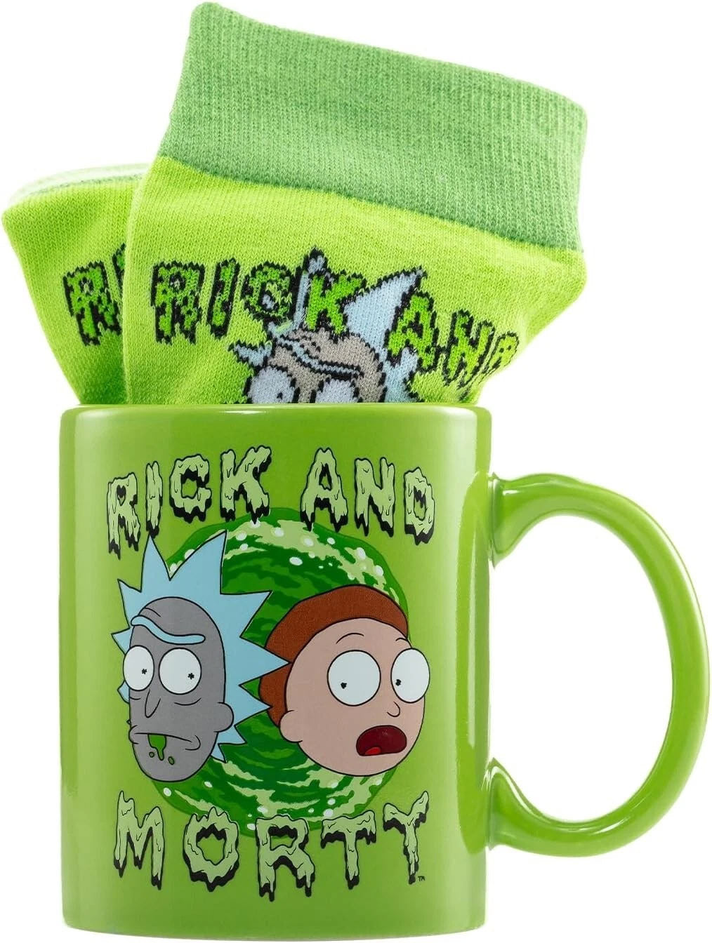 Rick And Morty Mug & Sock Set - Officially Licensed Set Mug 11Oz, Socks 7-11
